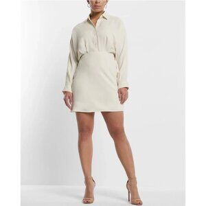 Express Portofino Cream Long Sleeve Mini Shirt Dress (M)